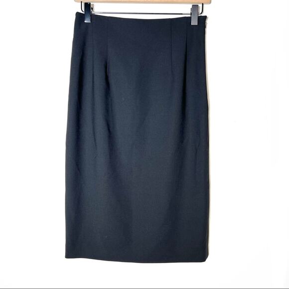 Worth wool blend black straight business casual midi skirt size 4 B177 - Picture 1 of 4